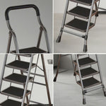 GROVIA 4/5/6-Step Feet Anti-Slip 26cm Slim Design, Ladder - 7cm Wide Carbon Steel - Non-Slip Pedal, Folding Gray