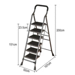 GROVIA 4/5/6-Step Feet Anti-Slip 26cm Slim Design, Ladder - 7cm Wide Carbon Steel - Non-Slip Pedal, Folding Gray