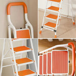 GROVIA 4/5/6-Step Folding Feet Pedal, - Carbon - 7cm Anti-Slip Design, Slim Wide Non-Slip Ladder Steel 26cm Orange