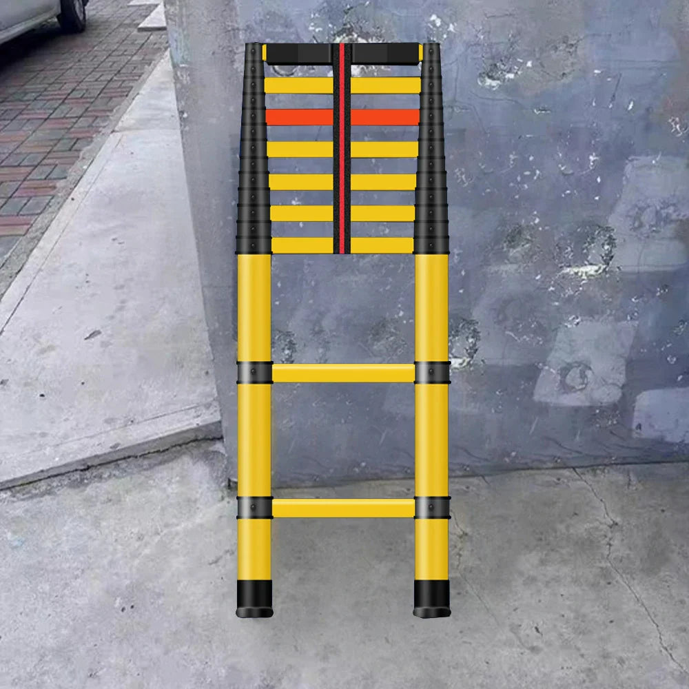 GROVIA 3m/4m/5m - Retractable Insulated Capacity, Foldable Fiberglass 6.85cm Anti-Slip 150kg Ladder Pedals, Design
