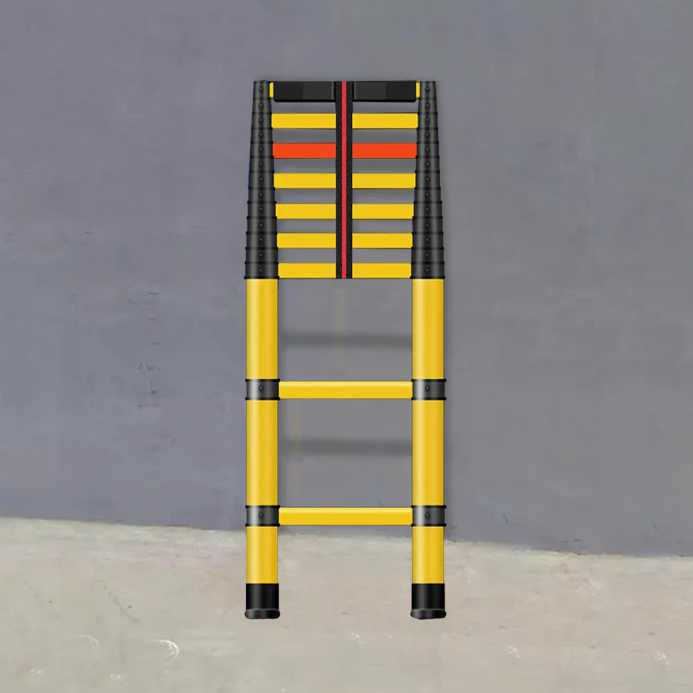 GROVIA 3m/4m/5m - Retractable Insulated Capacity, Foldable Fiberglass 6.85cm Anti-Slip 150kg Ladder Pedals, Design