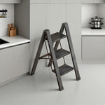 GROVIA 3 28cm - Aluminium Folded Pedals, 150kg Step Base Anti-Slip Size - Folding Wide Ladder 4.5cm, Capacity, Black