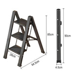 GROVIA 3 28cm - Aluminium Folded Pedals, 150kg Step Base Anti-Slip Size - Folding Wide Ladder 4.5cm, Capacity, Black