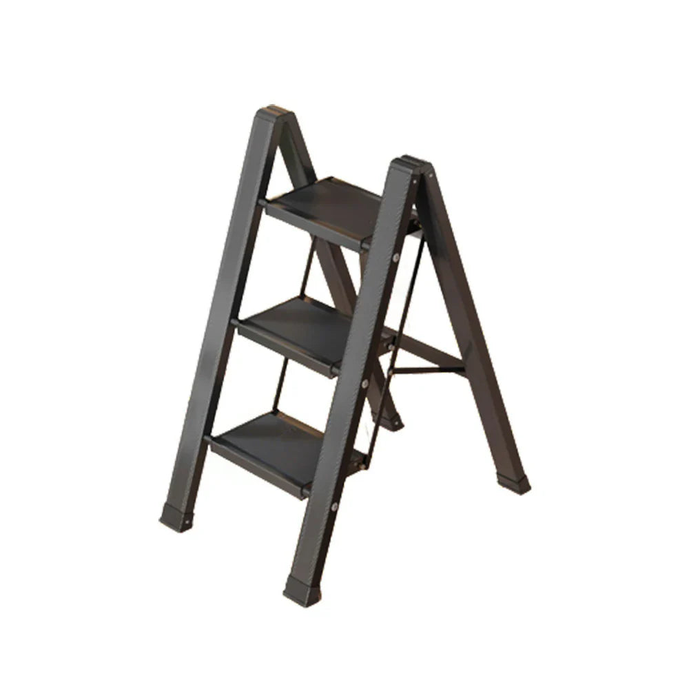 GROVIA 3 28cm - Aluminium Folded Pedals, 150kg Step Base Anti-Slip Size - Folding Wide Ladder 4.5cm, Capacity, Black