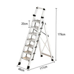 GROVIA 7/8/9 Step Anti-Slip Carbon Base Capacity, to Steel - 150kg Ladder 5cm, Foldable - Folding White