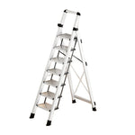 GROVIA 7/8/9 Step Anti-Slip Carbon Base Capacity, to Steel - 150kg Ladder 5cm, Foldable - Folding White