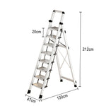 GROVIA 7/8/9 Step Anti-Slip Carbon Base Capacity, to Steel - 150kg Ladder 5cm, Foldable - Folding White