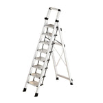 GROVIA 7/8/9 Step Anti-Slip Carbon Base Capacity, to Steel - 150kg Ladder 5cm, Foldable - Folding White