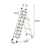 GROVIA 7/8/9 Step Anti-Slip Carbon Base Capacity, to Steel - 150kg Ladder 5cm, Foldable - Folding White