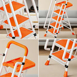 GROVIA 4/5/6 Handrail Step Tray, Folding Tool Wide Foldable - Steel 26cm to Ladder 10cm, Anti-Slip Pedals, Feet - Carbon Orange