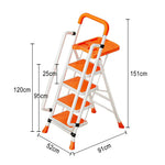 GROVIA 4/5/6 Handrail Step Tray, Folding Tool Wide Foldable - Steel 26cm to Ladder 10cm, Anti-Slip Pedals, Feet - Carbon Orange