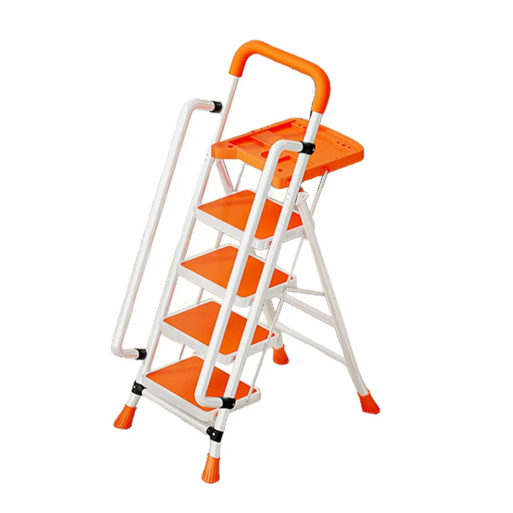 GROVIA 4/5/6 Handrail Step Tray, Folding Tool Wide Foldable - Steel 26cm to Ladder 10cm, Anti-Slip Pedals, Feet - Carbon Orange