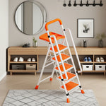 GROVIA 4/5/6 Handrail Step Tray, Folding Tool Wide Foldable - Steel 26cm to Ladder 10cm, Anti-Slip Pedals, Feet - Carbon Orange