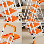 GROVIA 4/5/6 Handrail Step Tray, Folding Tool Wide Foldable - Steel 26cm to Ladder 10cm, Anti-Slip Pedals, Feet - Carbon Orange