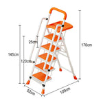 GROVIA 4/5/6 Handrail Step Tray, Folding Tool Wide Foldable - Steel 26cm to Ladder 10cm, Anti-Slip Pedals, Feet - Carbon Orange