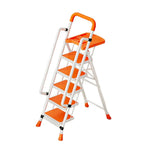 GROVIA 4/5/6 Handrail Step Tray, Folding Tool Wide Foldable - Steel 26cm to Ladder 10cm, Anti-Slip Pedals, Feet - Carbon Orange