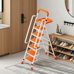 GROVIA 4/5/6 Handrail Step Tray, Folding Tool Wide Foldable - Steel 26cm to Ladder 10cm, Anti-Slip Pedals, Feet - Carbon Orange