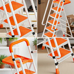 GROVIA 4/5/6 Handrail Step Tray, Folding Tool Wide Foldable - Steel 26cm to Ladder 10cm, Anti-Slip Pedals, Feet - Carbon Orange