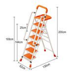 GROVIA 4/5/6 Handrail Step Tray, Folding Tool Wide Foldable - Steel 26cm to Ladder 10cm, Anti-Slip Pedals, Feet - Carbon Orange