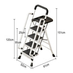GROVIA 4/5/6 to Anti-Slip Tool Wide Foldable - 10cm, Folding Handrail Feet Tray, 26cm Step Pedals, Ladder Steel Carbon - White