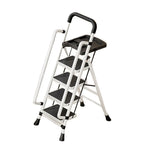 GROVIA 4/5/6 to Anti-Slip Tool Wide Foldable - 10cm, Folding Handrail Feet Tray, 26cm Step Pedals, Ladder Steel Carbon - White