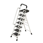 GROVIA 4/5/6 to Anti-Slip Tool Wide Foldable - 10cm, Folding Handrail Feet Tray, 26cm Step Pedals, Ladder Steel Carbon - White