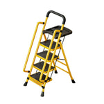 GROVIA 4/5/6 Foldable Wide 26cm Anti-Slip Feet Pedals, Step Handrail - Ladder Tool Steel Carbon to Tray, Folding 10cm, - Yellow