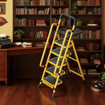 GROVIA 4/5/6 Foldable Wide 26cm Anti-Slip Feet Pedals, Step Handrail - Ladder Tool Steel Carbon to Tray, Folding 10cm, - Yellow