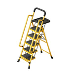 GROVIA 4/5/6 Foldable Wide 26cm Anti-Slip Feet Pedals, Step Handrail - Ladder Tool Steel Carbon to Tray, Folding 10cm, - Yellow