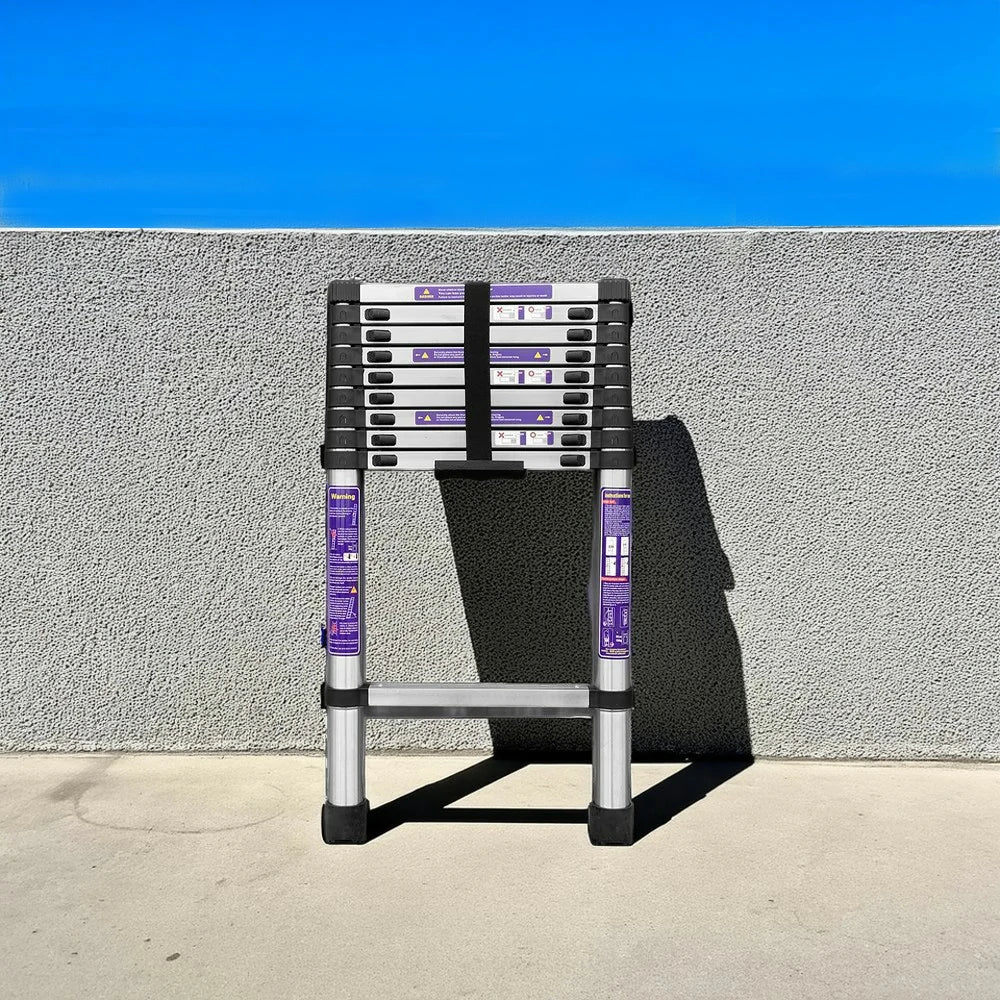 GROVIA Stainless Base, 9/10/11 Frame, Step Anti-Slip - Portable Telescopic Reinforced Foldable Ladder Steel Design