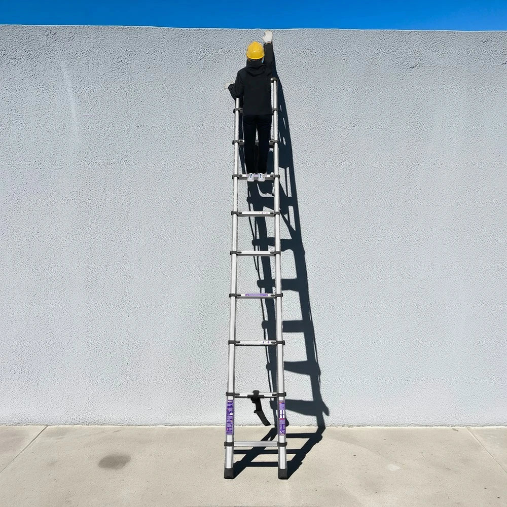 GROVIA Stainless Base, 9/10/11 Frame, Step Anti-Slip - Portable Telescopic Reinforced Foldable Ladder Steel Design