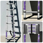 GROVIA Stainless Base, 9/10/11 Frame, Step Anti-Slip - Portable Telescopic Reinforced Foldable Ladder Steel Design