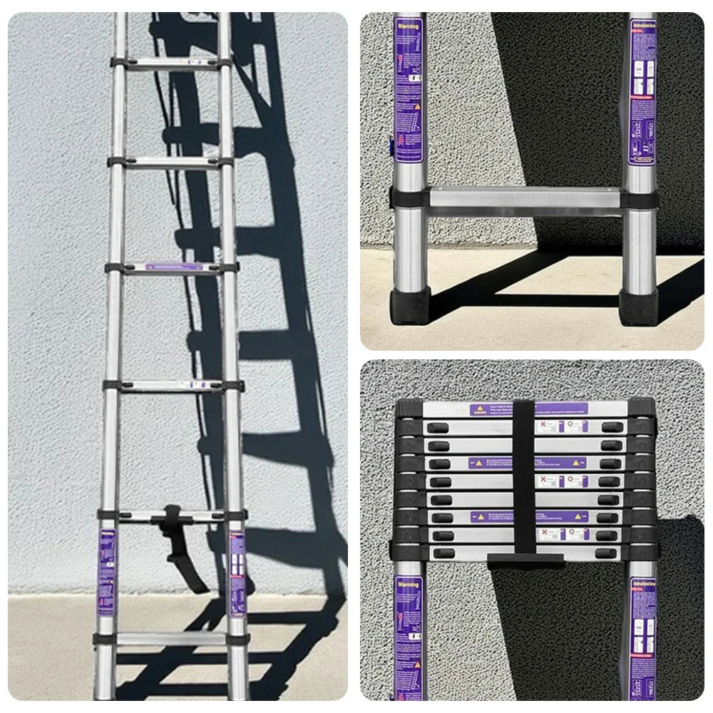 GROVIA Stainless Base, 9/10/11 Frame, Step Anti-Slip - Portable Telescopic Reinforced Foldable Ladder Steel Design