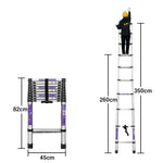 GROVIA Stainless Base, 9/10/11 Frame, Step Anti-Slip - Portable Telescopic Reinforced Foldable Ladder Steel Design