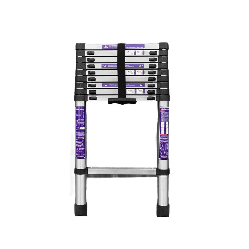 GROVIA Stainless Base, 9/10/11 Frame, Step Anti-Slip - Portable Telescopic Reinforced Foldable Ladder Steel Design