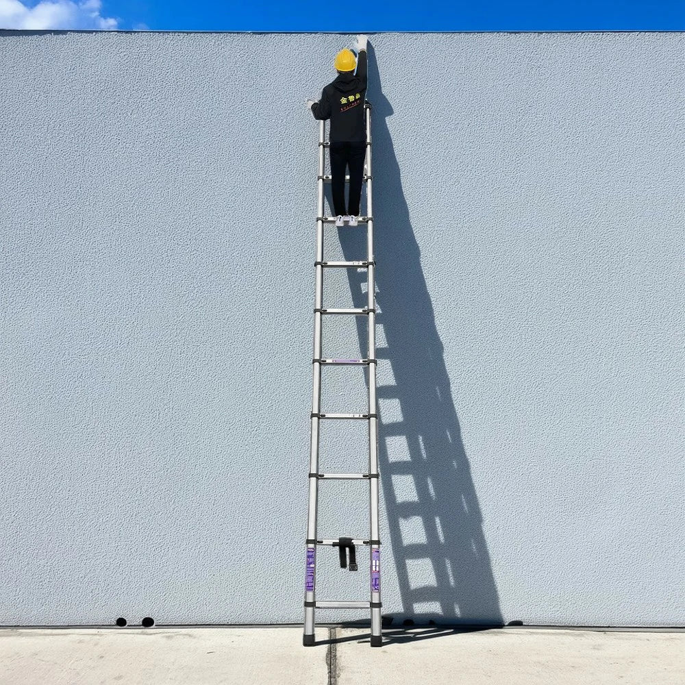 GROVIA Stainless Base, 9/10/11 Frame, Step Anti-Slip - Portable Telescopic Reinforced Foldable Ladder Steel Design