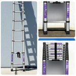 GROVIA Stainless Base, 9/10/11 Frame, Step Anti-Slip - Portable Telescopic Reinforced Foldable Ladder Steel Design