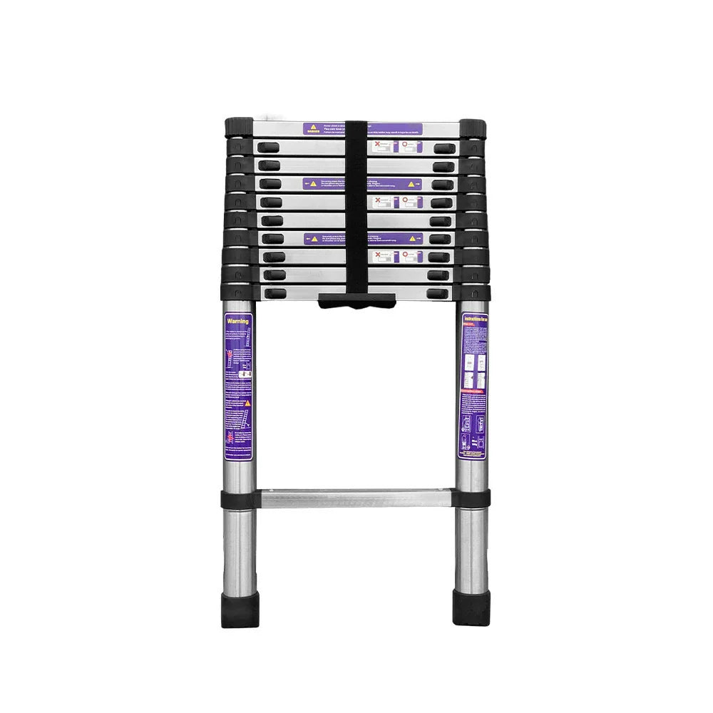 GROVIA Stainless Base, 9/10/11 Frame, Step Anti-Slip - Portable Telescopic Reinforced Foldable Ladder Steel Design