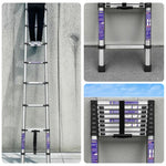 GROVIA Stainless Base, 9/10/11 Frame, Step Anti-Slip - Portable Telescopic Reinforced Foldable Ladder Steel Design