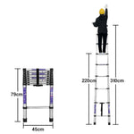 GROVIA Stainless Base, 9/10/11 Frame, Step Anti-Slip - Portable Telescopic Reinforced Foldable Ladder Steel Design