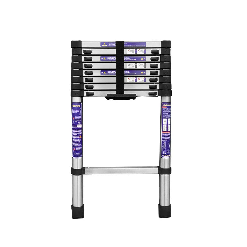 GROVIA Stainless Base, 9/10/11 Frame, Step Anti-Slip - Portable Telescopic Reinforced Foldable Ladder Steel Design