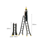 GROVIA 4/5/6 Steel Fold Anti-Slip Ladder Step Pedals, Wide Carbon Folding 26cm - 7cm Feet, Slim - Black