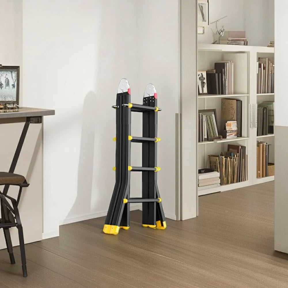 GROVIA 4/5/6 Steel Fold Anti-Slip Ladder Step Pedals, Wide Carbon Folding 26cm - 7cm Feet, Slim - Black