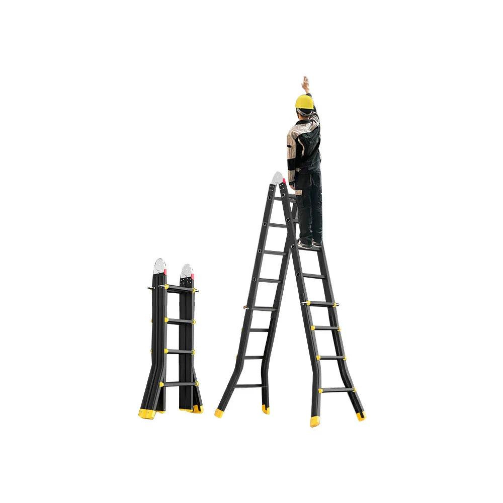 GROVIA 4/5/6 Steel Fold Anti-Slip Ladder Step Pedals, Wide Carbon Folding 26cm - 7cm Feet, Slim - Black