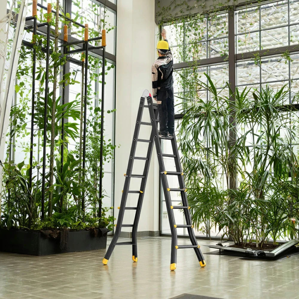 GROVIA 4/5/6 Steel Fold Anti-Slip Ladder Step Pedals, Wide Carbon Folding 26cm - 7cm Feet, Slim - Black