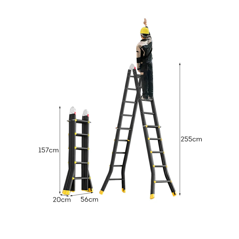 GROVIA 4/5/6 Steel Fold Anti-Slip Ladder Step Pedals, Wide Carbon Folding 26cm - 7cm Feet, Slim - Black