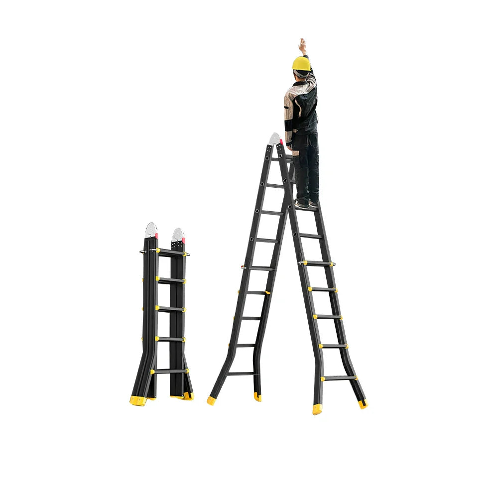 GROVIA 4/5/6 Steel Fold Anti-Slip Ladder Step Pedals, Wide Carbon Folding 26cm - 7cm Feet, Slim - Black