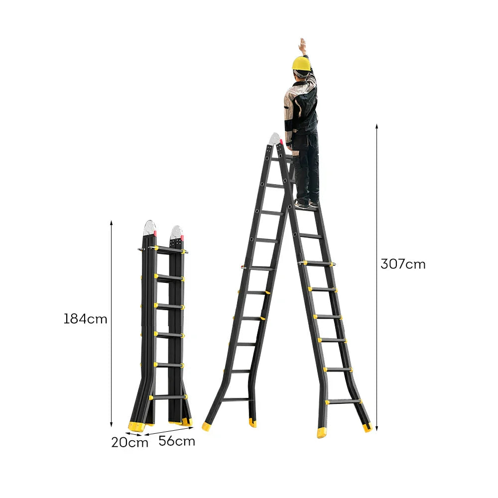 GROVIA 4/5/6 Steel Fold Anti-Slip Ladder Step Pedals, Wide Carbon Folding 26cm - 7cm Feet, Slim - Black