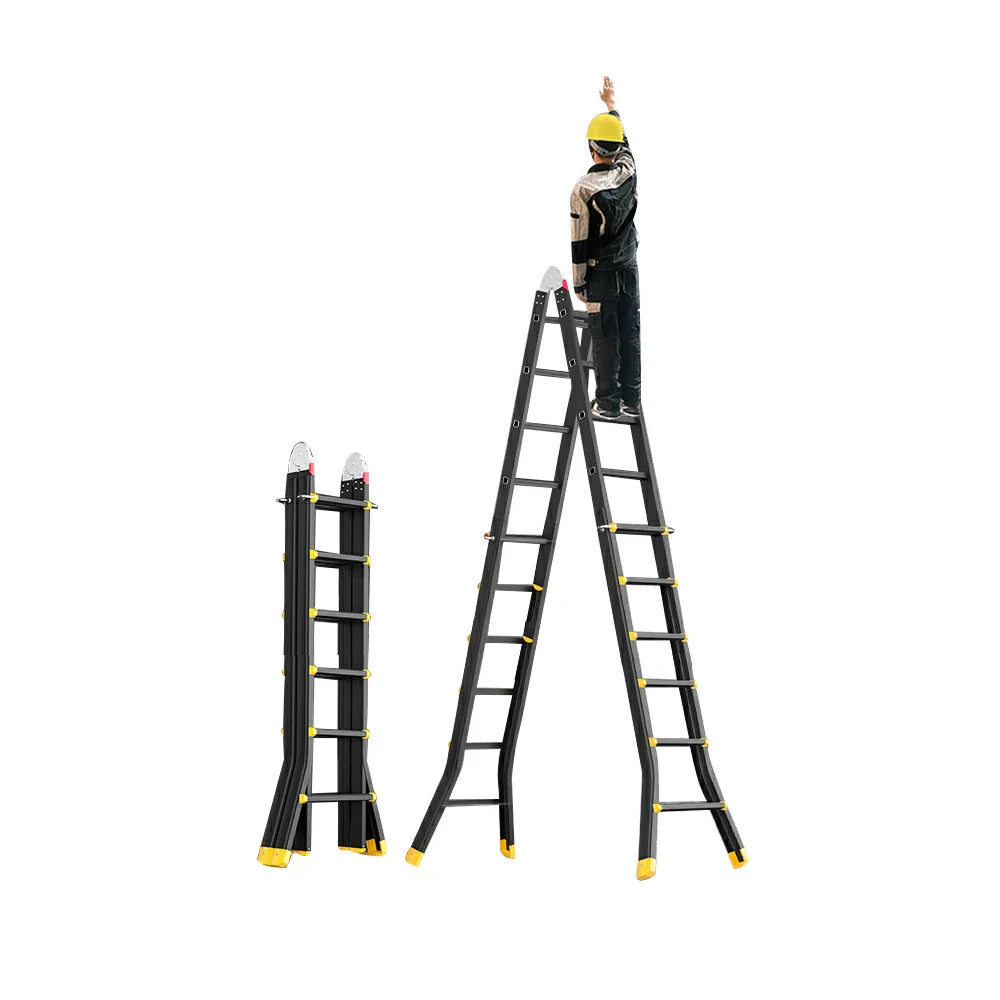 GROVIA 4/5/6 Steel Fold Anti-Slip Ladder Step Pedals, Wide Carbon Folding 26cm - 7cm Feet, Slim - Black