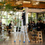GROVIA 4/5/6 Pedals, Wide Steel Ladder 7cm Slim - Folding Fold Feet, 26cm Anti-Slip Carbon Step White